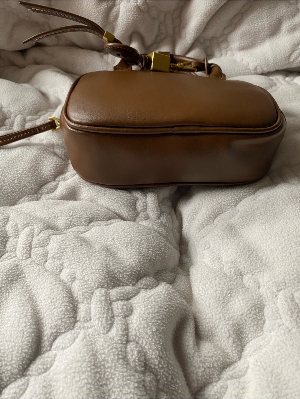 Zara Brown Leather Crossbody Bag with Gold Hardware